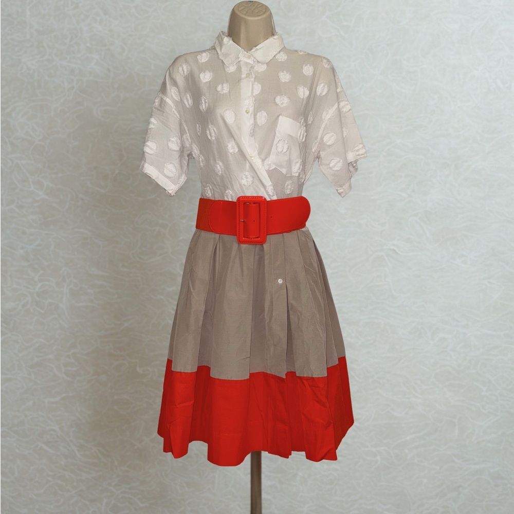 Sara Roka Elegant White and Orange Dress